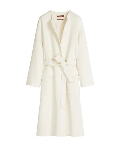 Max Mara Belted Coat In White
