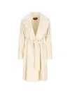 Max Mara Studio Mstdravenna Belted Coat In Neutral