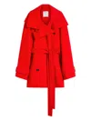 Max Mara Short Trench Coat In Wool In Red