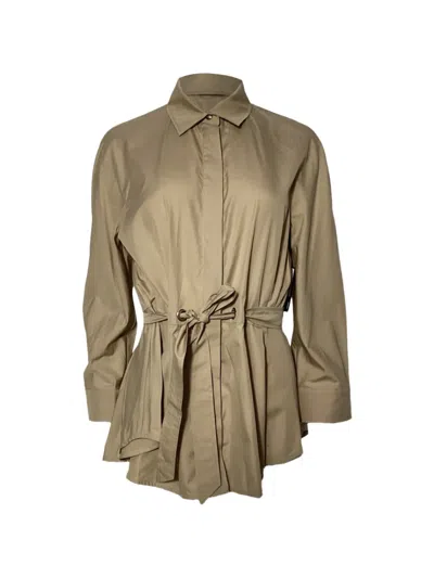 Pre-owned Max Mara Belted Cotton Shirt In Neutral