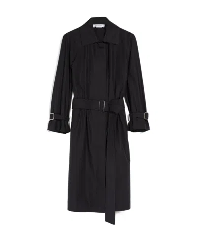 Max Mara Belted Cotton Shirtdress In Black