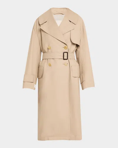 Max Mara Otello Twill Trench Coat In Sand
