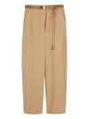 Max Mara Belted Cotton Trousers In Neutral