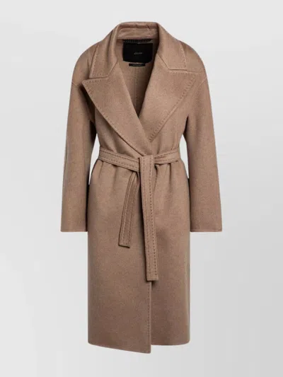 Max Mara Belted Deconstructed Cashmere Coat In Brown