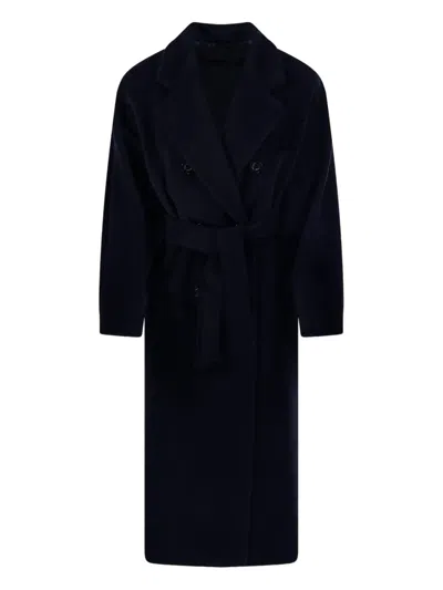 Max Mara 101801 Icon Double-breasted Coat In Navy