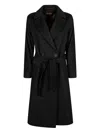 Max Mara Belted Double-breasted Coat In Black