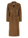 Max Mara Belted Double-breasted Coat In Brown