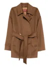 Max Mara Belted Double-breasted Coat In Brown