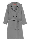 Max Mara Belted Double-breasted Coat In Gray