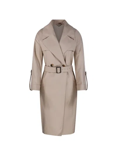 Max Mara Belted Double-breasted Coat In Brown