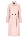Max Mara Belted Double-breasted Coat In Pink