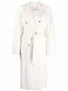 Max Mara Belted Double-breasted Coat In White