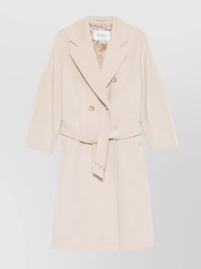 Max Mara Belted Double-breasted Long Coat With Button Detailing In Beige