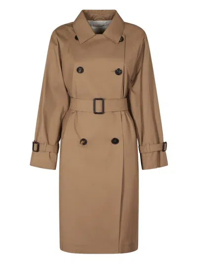 Max Mara Belted Double-breasted Trench Coat In Brown