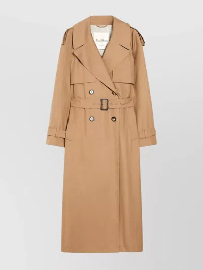 Max Mara Belted Double-breasted Trench Coat With Rain Cape In Brown