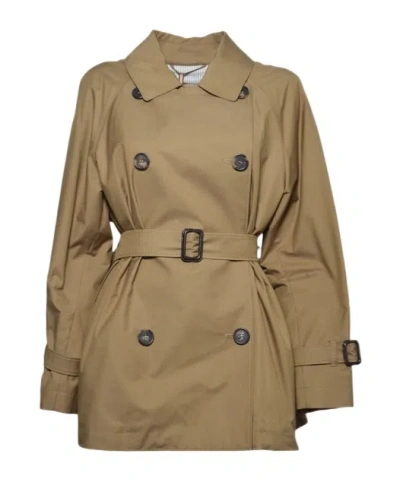 Max Mara Belted Double-breasted Coat In Brown
