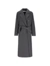 Max Mara Belted Double-breasted Coat In Gray