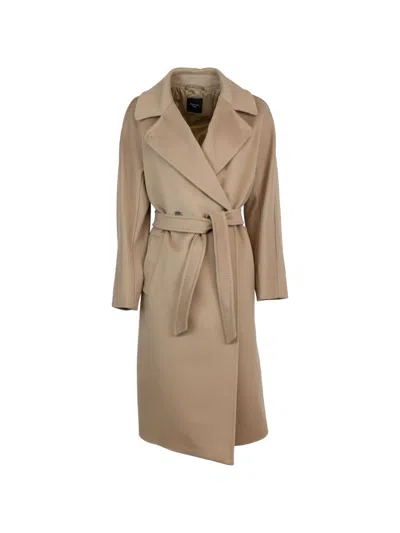 Max Mara Belted Double-breasted Coat In Neutral
