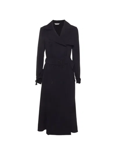 Pre-owned Max Mara Belted Double-breasted Trench Coat In Blue