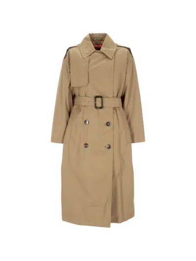 Max Mara Belted Double-breasted Trench Coat In White