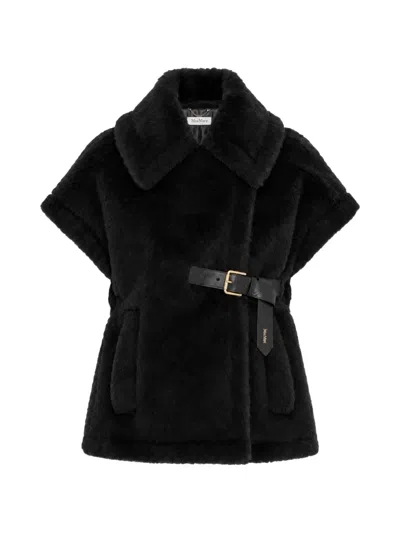 Max Mara Belted Faux-fur Gilet In Black