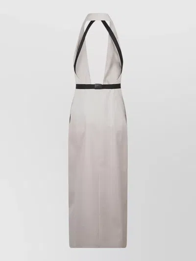 Max Mara Belted Halter Neck Dress Wrap Front In White