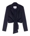Max Mara Sash Detailed Straight Hem Cropped Jacket In Black
