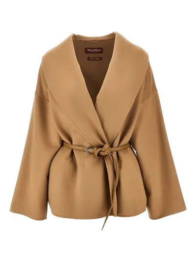 Max Mara Belted Jacket In Brown