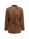 Max Mara Belted Jacket In Brown