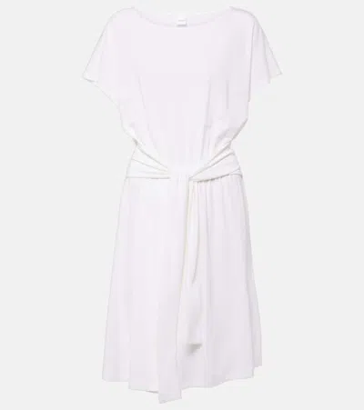 Max Mara Belted Jersey Midi Dress In White