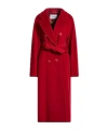 Max Mara Belted Long Coat In Red