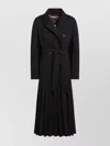Max Mara Black Pleated Redingote Coat In Technical Fabric In Black
