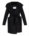 Max Mara Navy Blue Rialto Camel Wool Robe Coat In Black