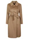 Max Mara Belted Long-sleeved Coat In Cammello