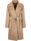 Max Mara Belted Long-sleeved Coat In Cammello