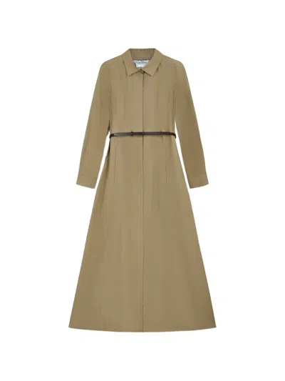 Max Mara Belted Long-sleeve Dress In Brown