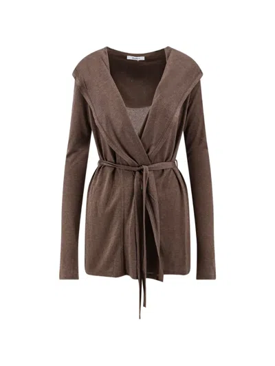 Max Mara Mxmfalda Yocell And Silk Blend Cardigan In Brown