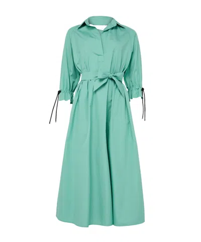 Max Mara Belted Maxi Dress In Green