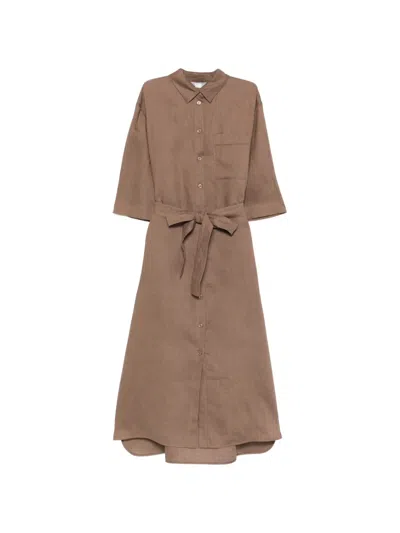 Max Mara Belted Midi Dress In Brown