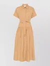 Max Mara Agoraio Belted Eyelet-embellished Cotton-poplin Midi Shirt Dress In Neutrals