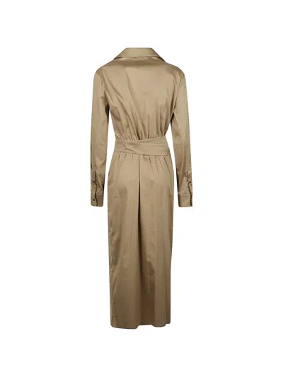 Max Mara Belted Midi Dress In Neutral