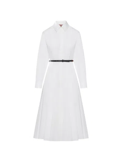 Max Mara Belted Midi Dress In White