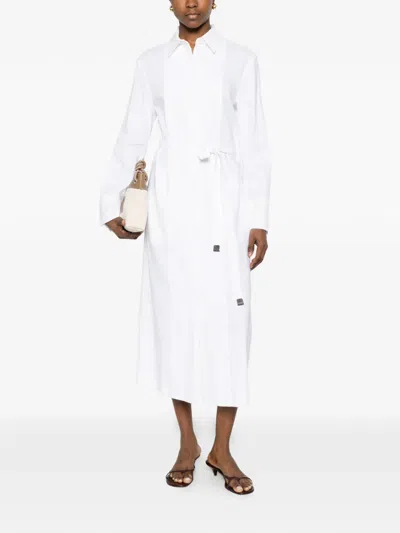 Max Mara Belted Midi Dress In White