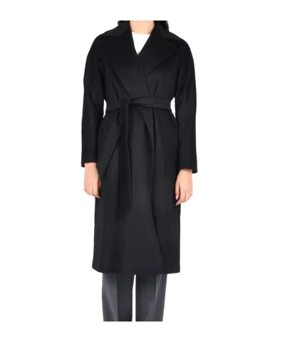 Max Mara Long-sleeved Coat In Black