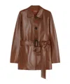 Max Mara Belted Nappa Jacket In Brown