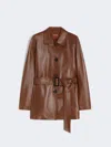 Max Mara Tolmin Leather Jacket In Brown