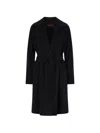 Max Mara Belted Notch-lapel Coat In Black