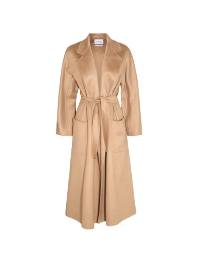 Max Mara Belted Notch-lapel Coat In Brown