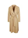 Max Mara Belted Notch-lapels Coat In Neutral
