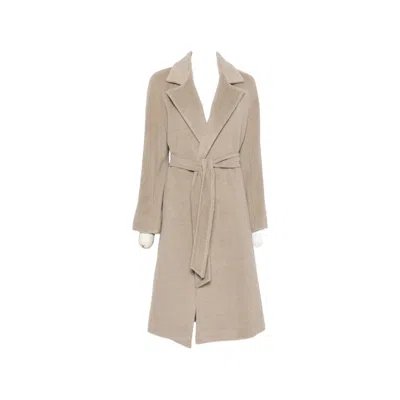Max Mara Belted Notch-lapels Coat In Neutral
